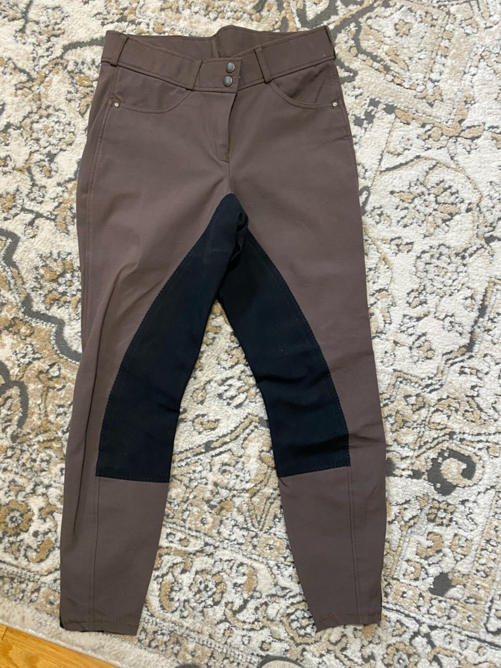 Women's Tuscany Mocha Full Seat Riding Breeches with Black Knee Patches